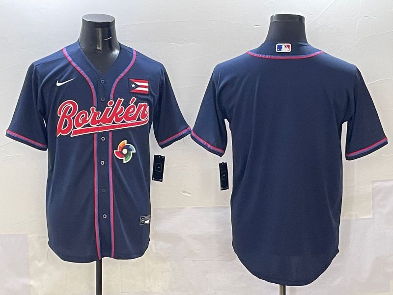 Men Puerto Rico Blank Blue Joint Name 2025 Nike MLB Jersey style 2->more jerseys->MLB Jersey